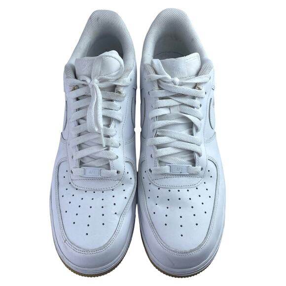 Nike Air Force 1 Men's White Leather Low Top Lace Up Athletic Sneakers Shoes 13 - Picture 2 of 6